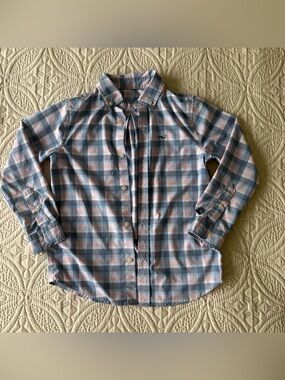 Vineyard Vines Pastel Pink and Light Blue Plaid Performance Shirt Boys